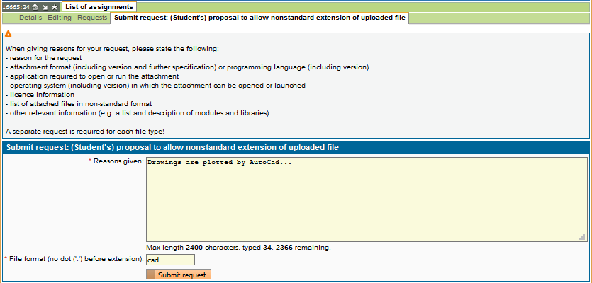 Application for permission to attach a file with a non-standard extension